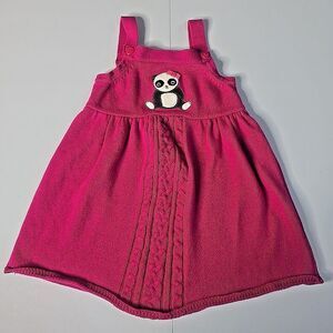 Gymboree Panda Sweater Dress Kids 5T Pink Cable Knit Kawaii Animal Core